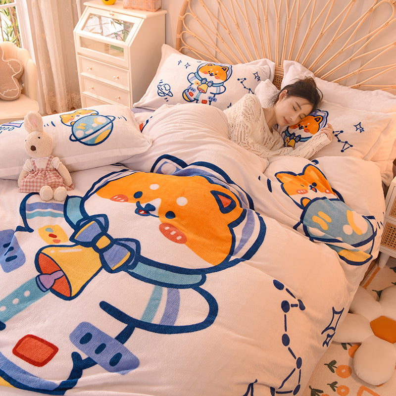 Cartoon Milk Flour Bed Set Of Four