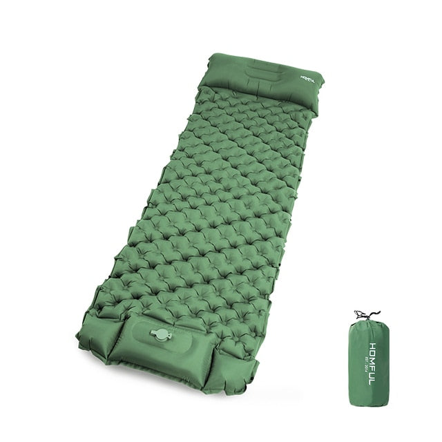 Outdoor Sleeping Pad Camping Inflatable Mattress with Pillows Travel Mat Folding Bed