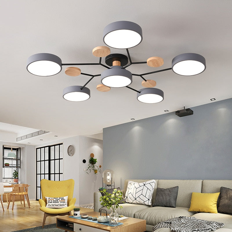 Modern Wooden LED Ceiling Chandeliers Home Decor for Living Room Bedroom Kitchen Dining Room