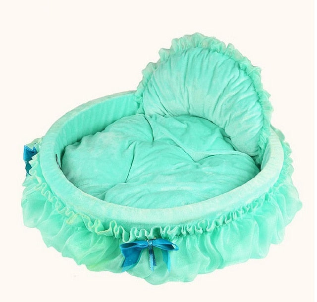 Princess Dog Bed Soft Sofa for Small Dogs Pink Lace Puppy House