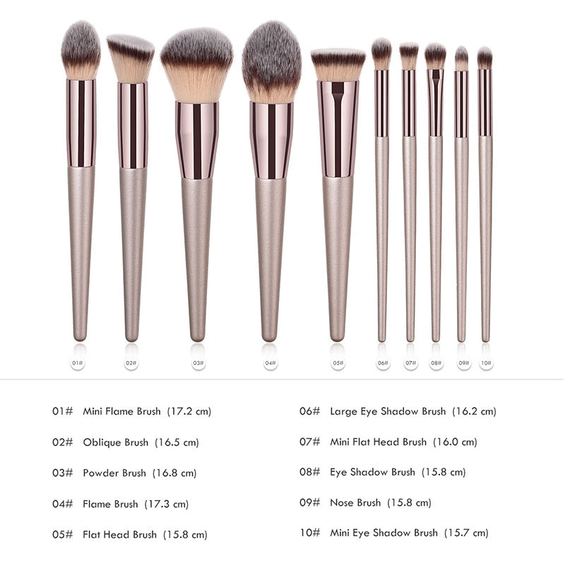 Hot Champagne Makeup Brushes Set for Women