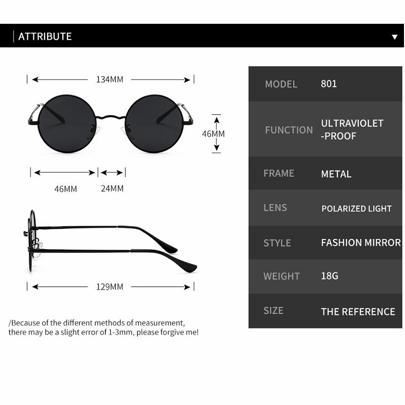 MYT_0279 Brand Designer Round Polarized Sunglasses Men Women Metal Frame Eyewear Driving UV400