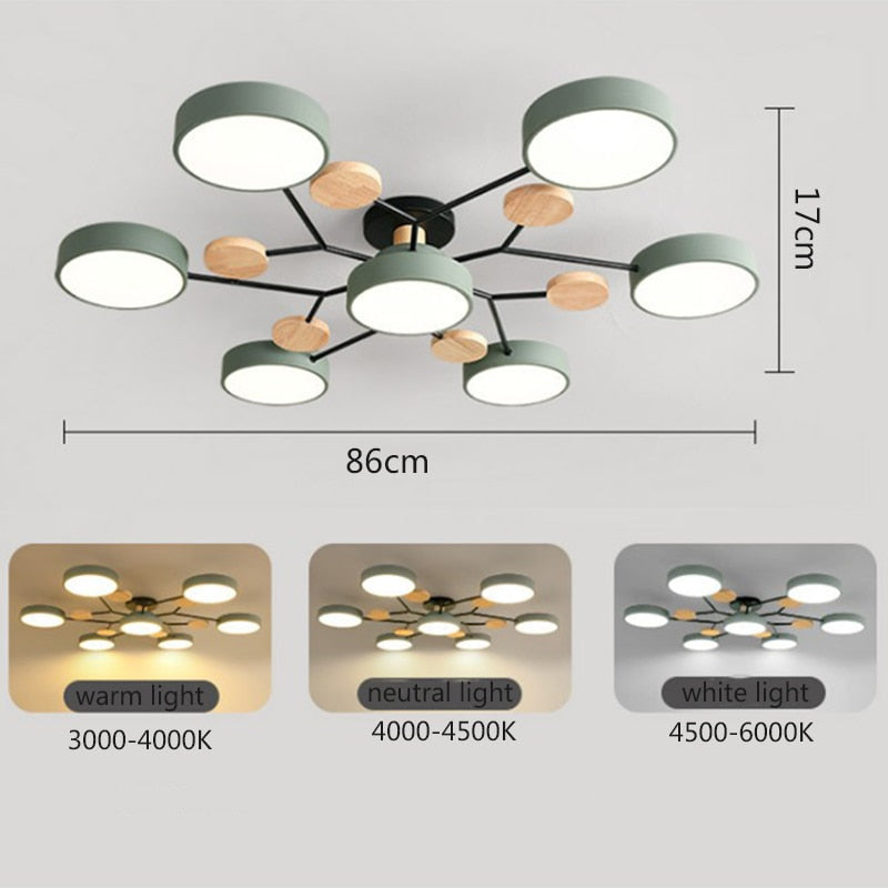 Modern Wooden LED Ceiling Chandeliers Home Decor for Living Room Bedroom Kitchen Dining Room