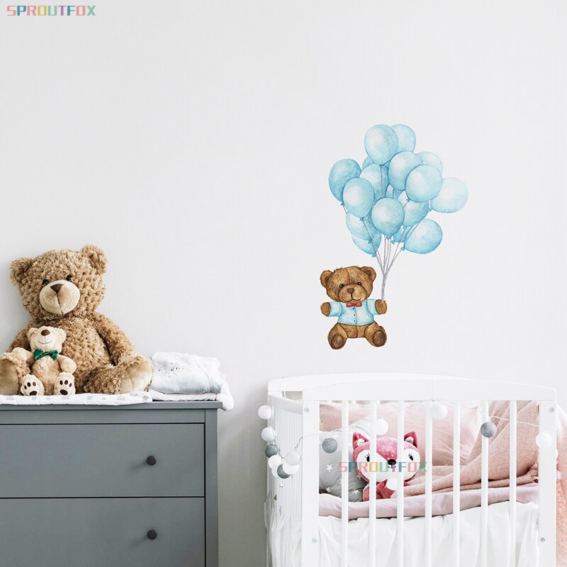 Colorful Balloons Vinyl Decorative Wall Stickers For Kids Rooms Cute Bear Children for Wall Stickers Home Decor Living Room