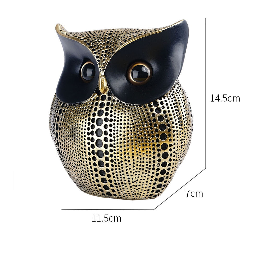 Golden Owl Figurines for Interior Resin Animal Statues Sculpture Home Living Room Decor