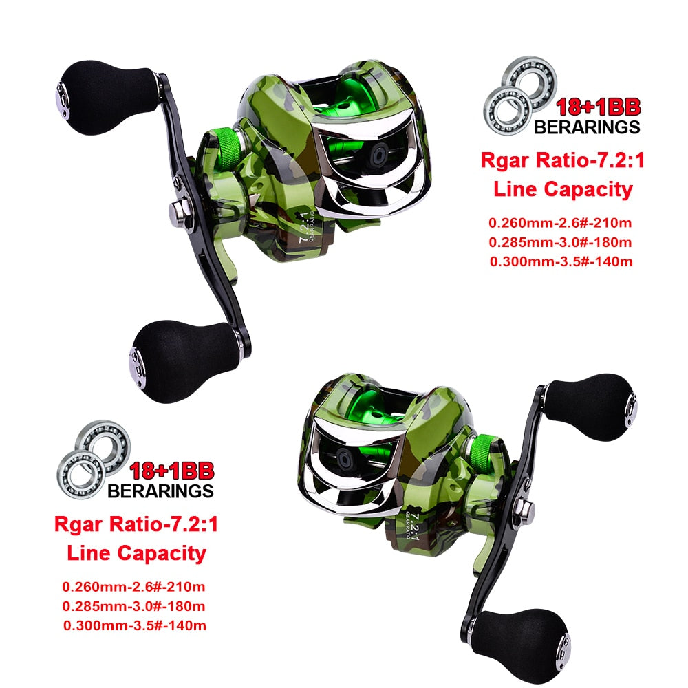 PROBEROS Fishing Reel 7.1:1/7.2:1 Carbon Shell Lightweight Magnetic Brake Max Drag 15LB-22LB Bait Casting Reel Fishing Tackle