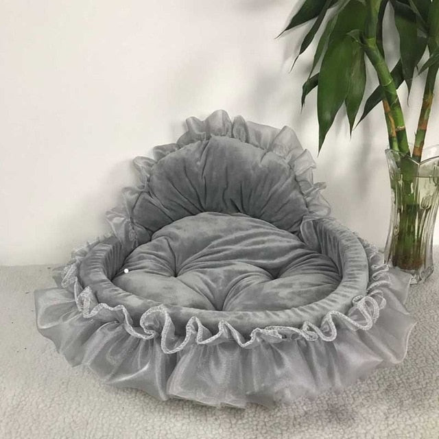 Princess Dog Bed Soft Sofa for Small Dogs Pink Lace Puppy House