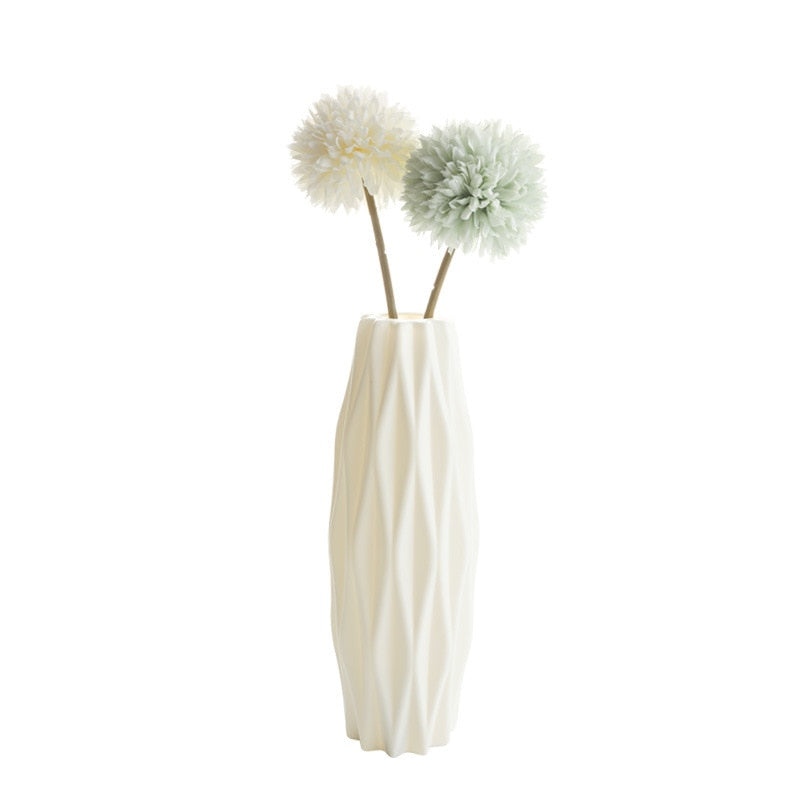 Vase Decoration Home Plastic Vase White Imitation Ceramic Flower Decor
