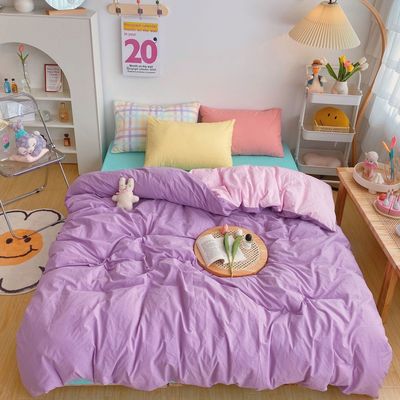 Luxury Rainbow Bedding Set 100% Cotton Flat Bed Sheet and Pillowcases Sets