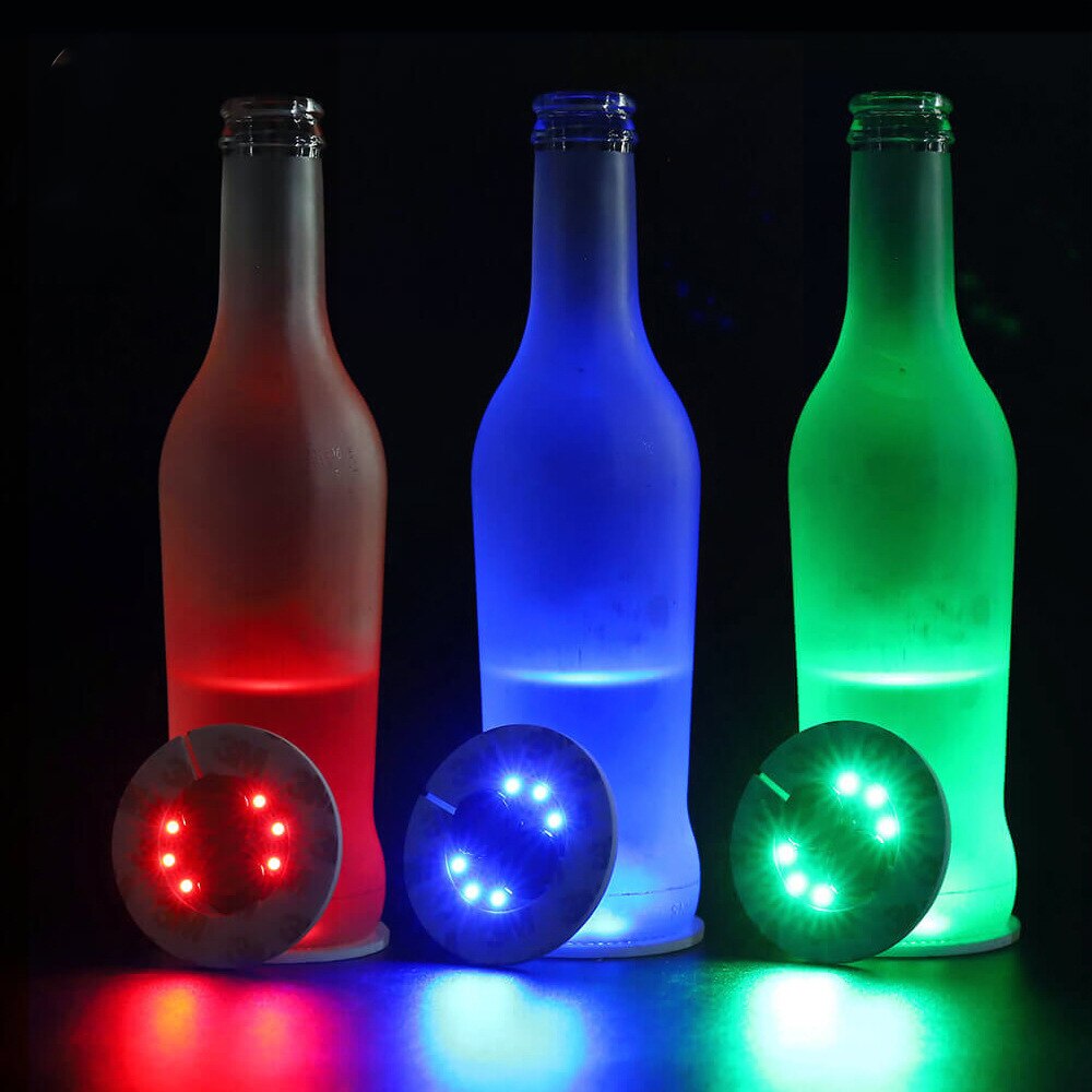 20/15/5/3pcs Super Bright Bottle Light Stickers 6 LED Glow Coaster Lamp