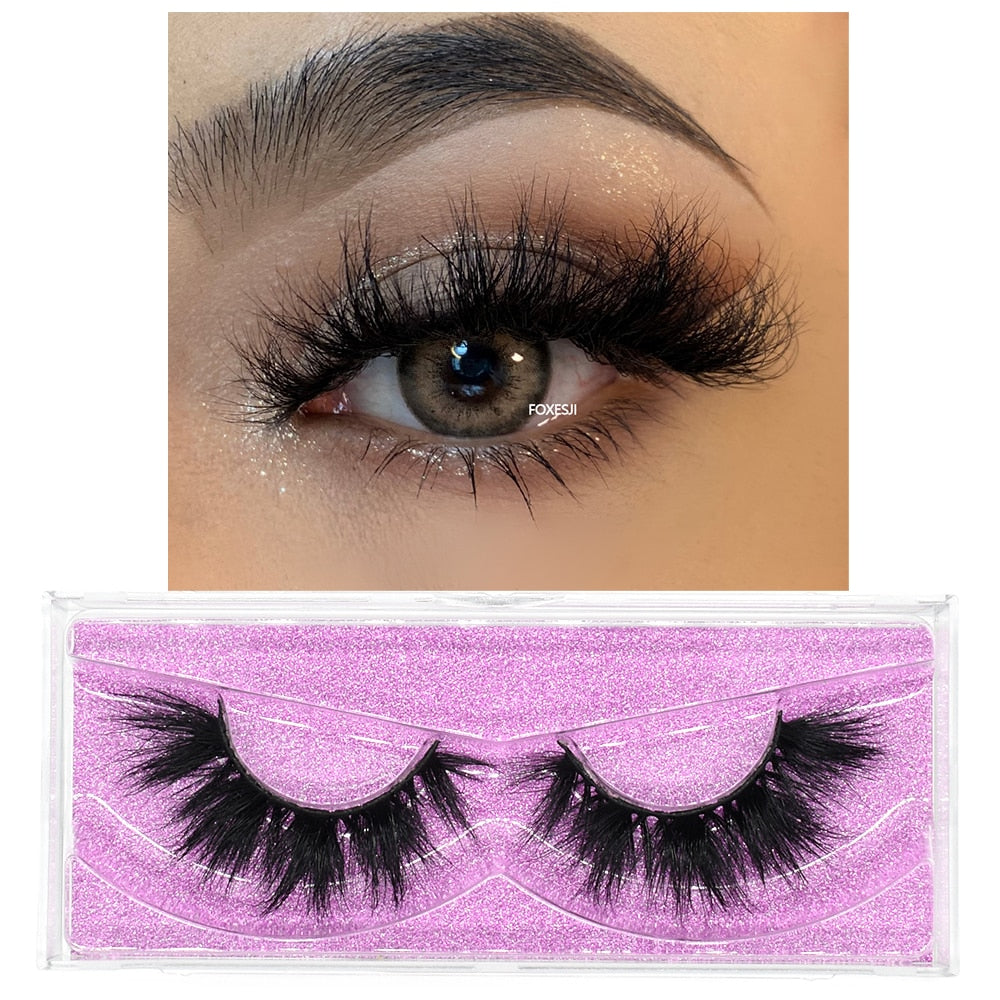 FOXESJI 3D Mink Lashes Makeup False Eyelashes Fluffy Thick Cross Cruelty free Natural Mink Eyelashes Eyelash Extension Lashes