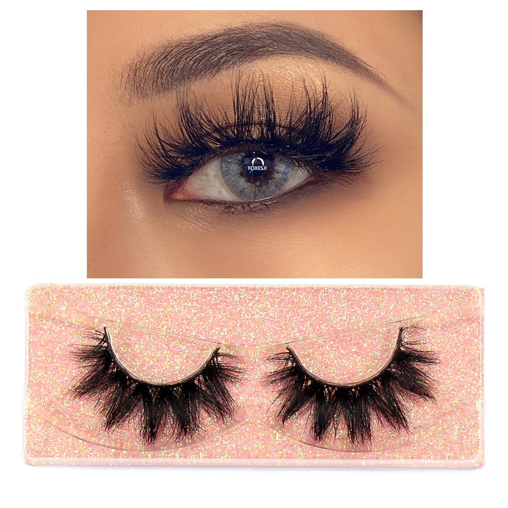 FOXESJI 3D Mink Lashes Makeup False Eyelashes Fluffy Thick Cross Cruelty free Natural Mink Eyelashes Eyelash Extension Lashes