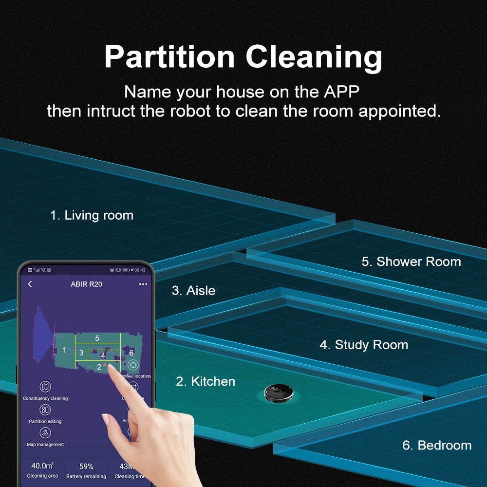 Robot Vacuum Cleaner, Laser System, Multiple Floors Maps, Zone Cleaning, Restricted Area Setting for Home Carpet Washing