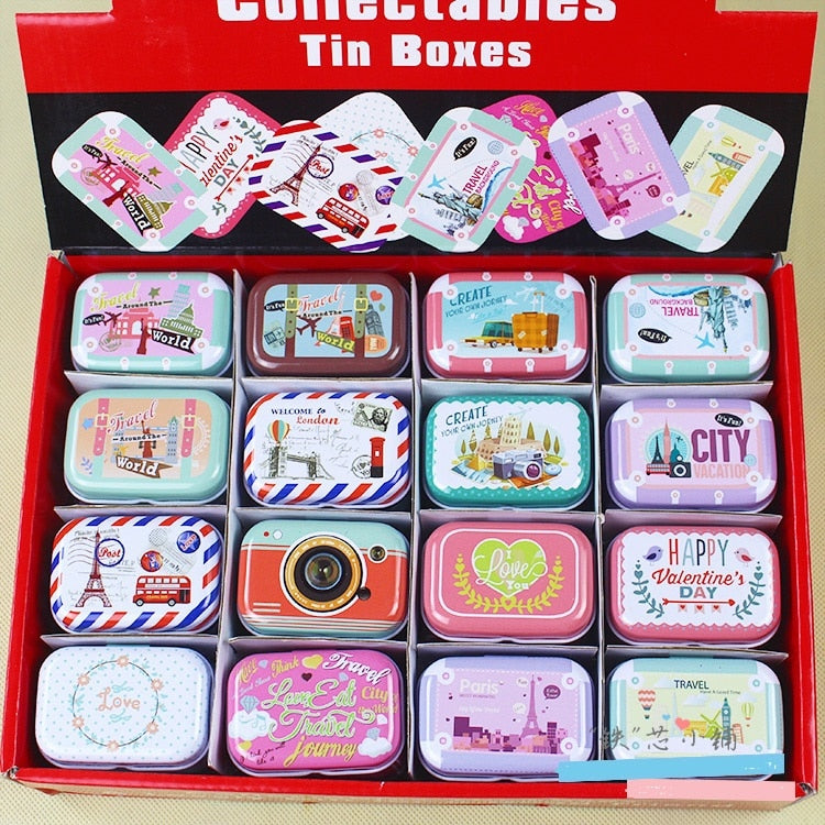 Colorful mini tin box sealed jar packing boxes jewelry, candy box small storage boxes cans coin earrings, headphones gift box