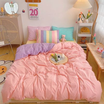 Luxury Rainbow Bedding Set 100% Cotton Flat Bed Sheet and Pillowcases Sets