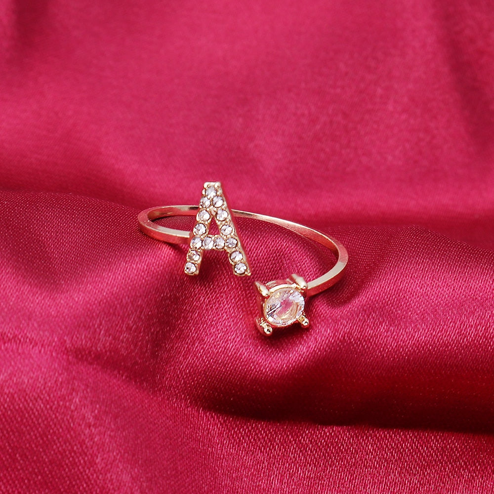 A-Z Letter Adjustable Opening Rings for Women, Men, Alphabet Initials Ring