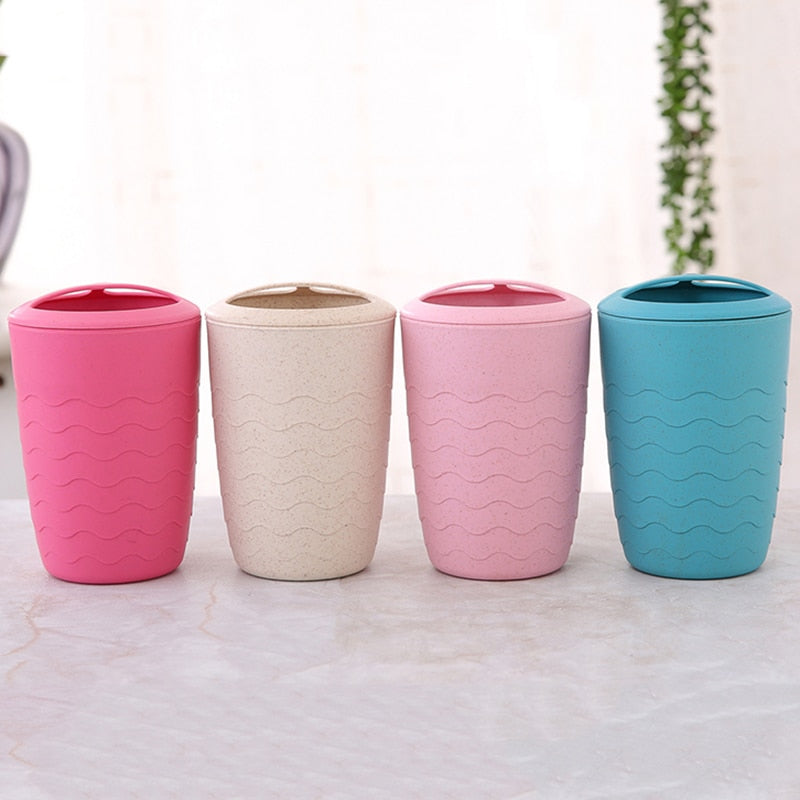 3Pcs/Set Wheat Straw Soap Dispenser Toothbrush Holder Soap Box Washroom Suit Bathroom Accessories