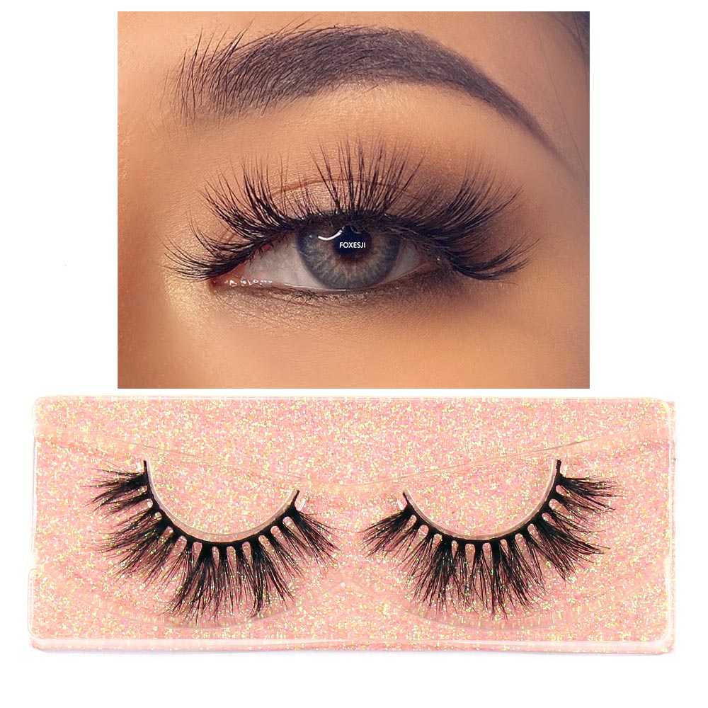 FOXESJI 3D Mink Lashes Makeup False Eyelashes Fluffy Thick Cross Cruelty free Natural Mink Eyelashes Eyelash Extension Lashes