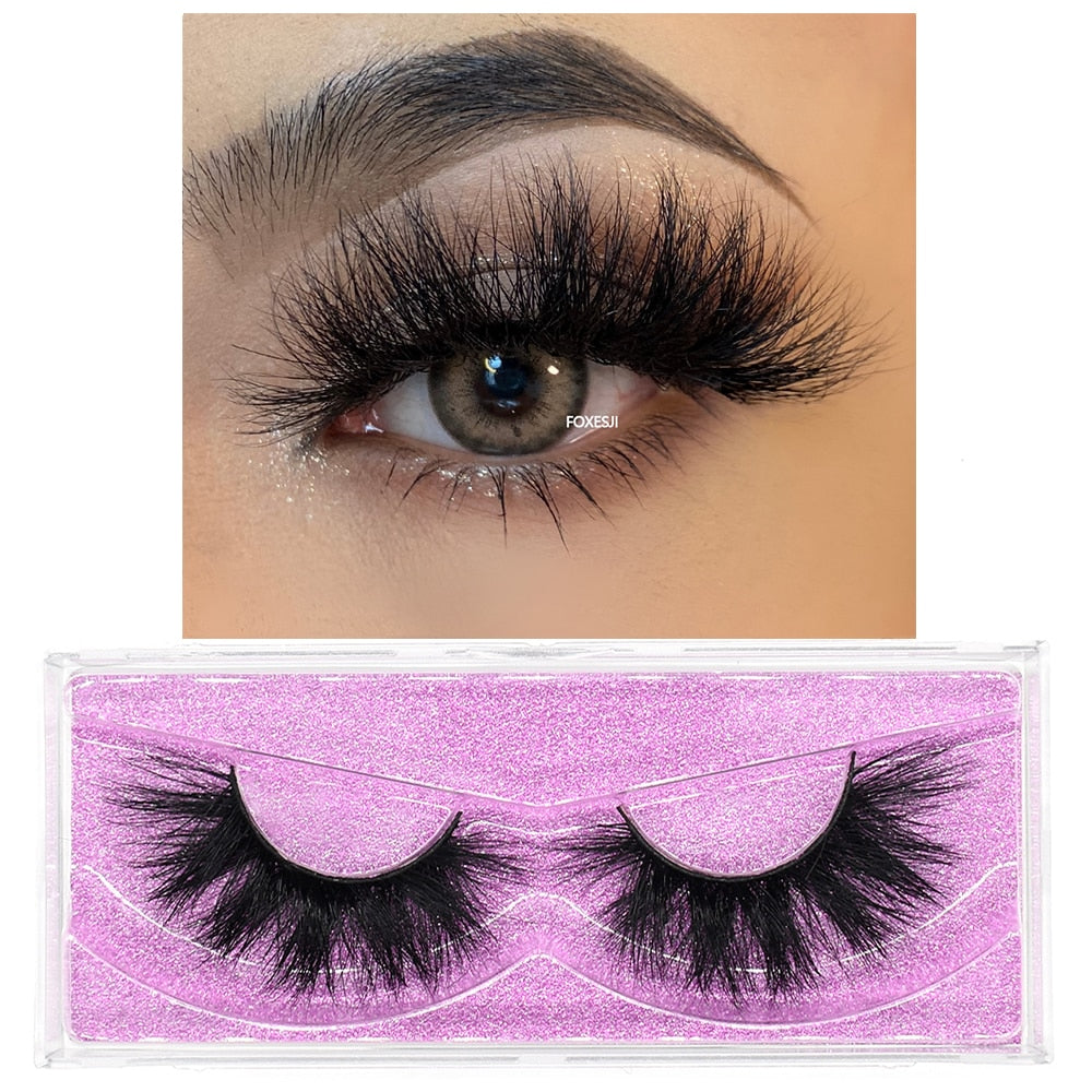 FOXESJI 3D Mink Lashes Makeup False Eyelashes Fluffy Thick Cross Cruelty free Natural Mink Eyelashes Eyelash Extension Lashes