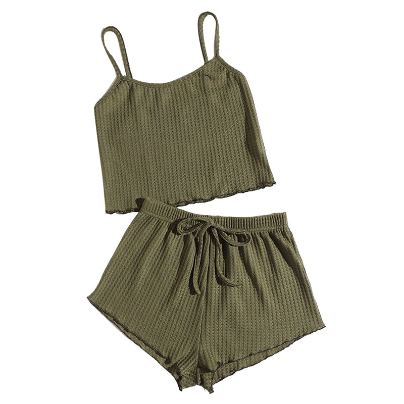 Summer Sexy Pajamas Set for Women Soft Comfortable Short Sleeve