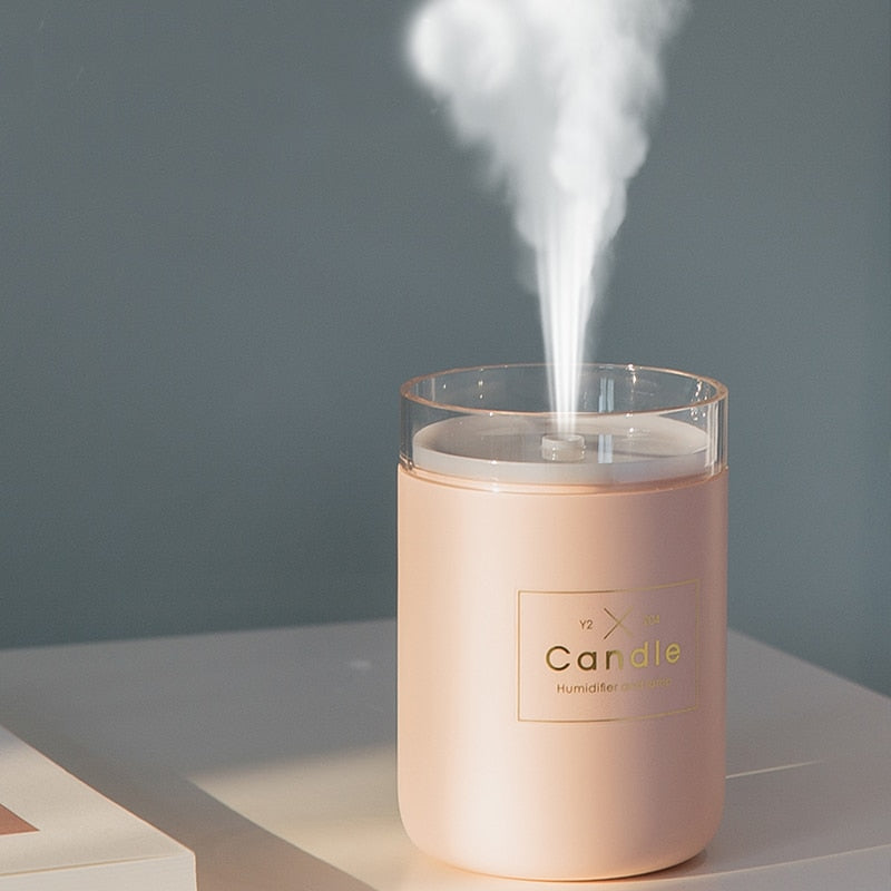 280ML Air Humidifier LED Candle Ultrasonic Cool Mist Essential Oil Diffuser USB Aroma Lamp Car Purifier Fogger Mist Maker