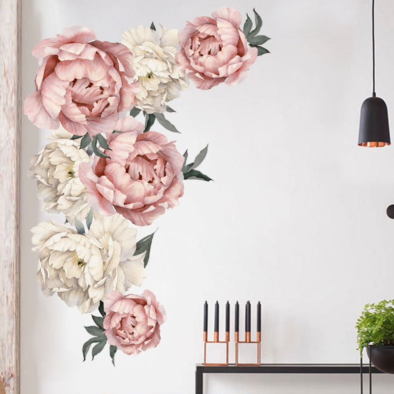 Peony Rose Flowers Wall Sticker Art Decals Kids Room Nursery