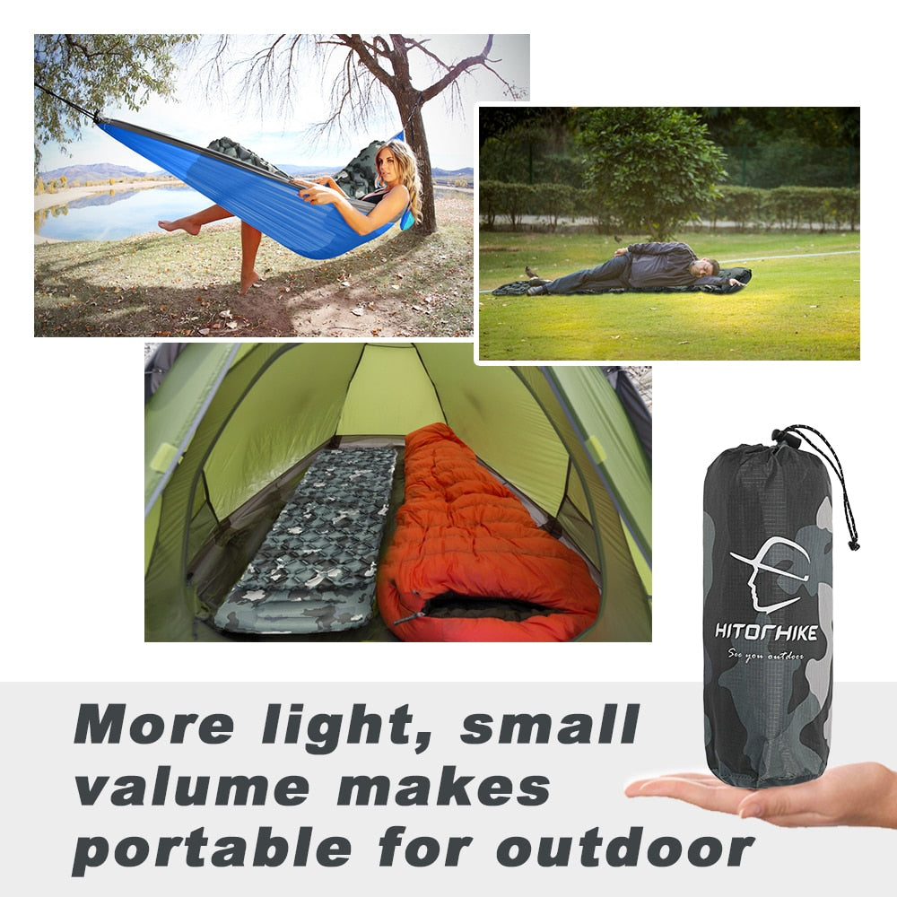 Outdoor Sleeping Pad Camping Inflatable Mattress with Pillows Travel Mat Folding Bed