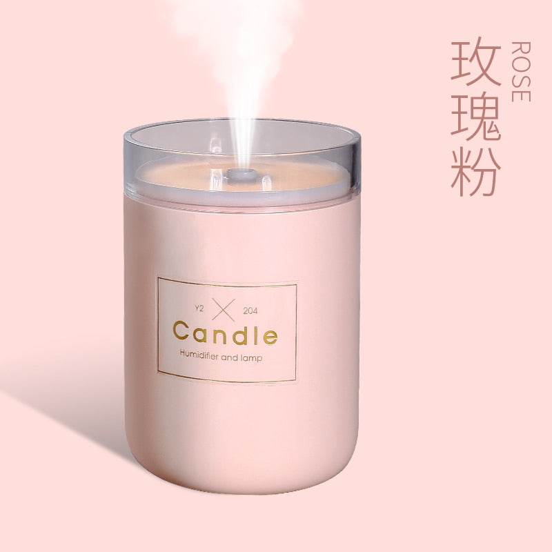 280ML Air Humidifier LED Candle Ultrasonic Cool Mist Essential Oil Diffuser USB Aroma Lamp Car Purifier Fogger Mist Maker