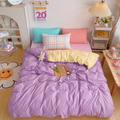 Luxury Rainbow Bedding Set 100% Cotton Flat Bed Sheet and Pillowcases Sets