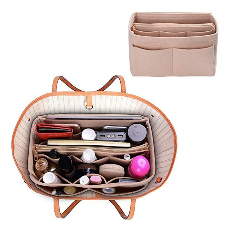 HHYUKIMI Brand Make up Organizer Felt Insert Bag For Handbag Travel