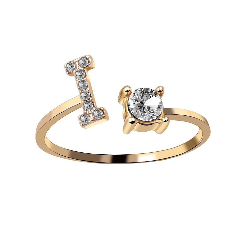 A-Z Letter Adjustable Opening Rings for Women, Men, Alphabet Initials Ring