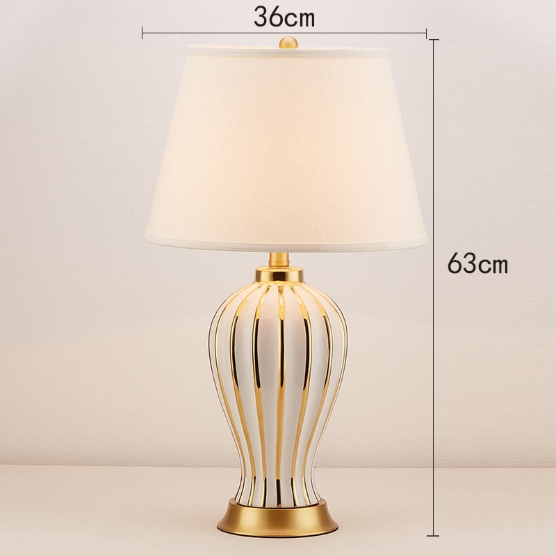 Light Luxury Post Modern American Style Ceramic Table Lamp for Bedroom European Style Living Room