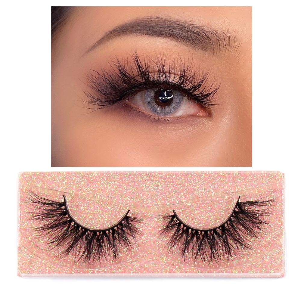 FOXESJI 3D Mink Lashes Makeup False Eyelashes Fluffy Thick Cross Cruelty free Natural Mink Eyelashes Eyelash Extension Lashes