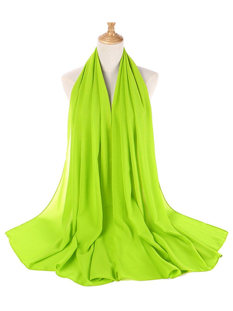 Plain Color Chiffon Scarf Hijab Headband Female Islamic Head Cover Wrap for Women Muslim