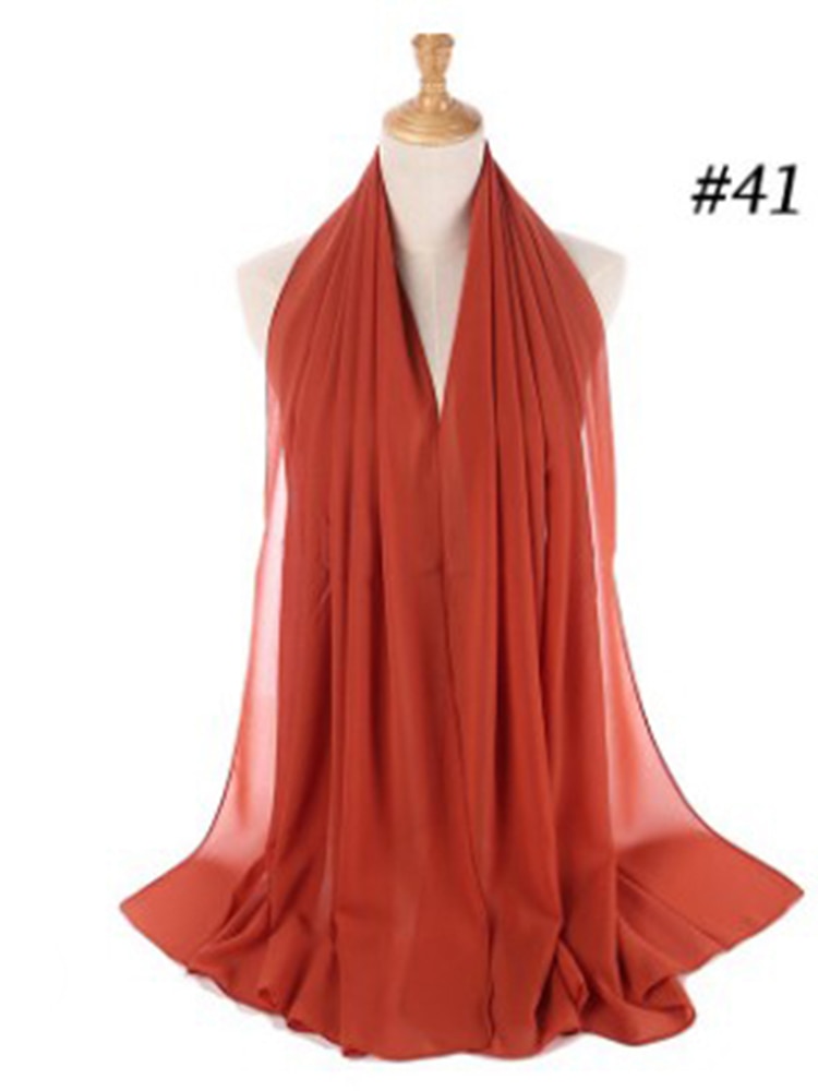 Plain Color Chiffon Scarf Hijab Headband Female Islamic Head Cover Wrap for Women Muslim