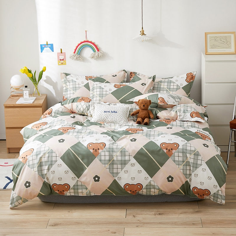 "Cute cartoon Duvet Cover Bed Euro Bedding Set for Double Home Textile Luxury Pillowcases Bedroom Bedding Set 200x200 (No sheet)