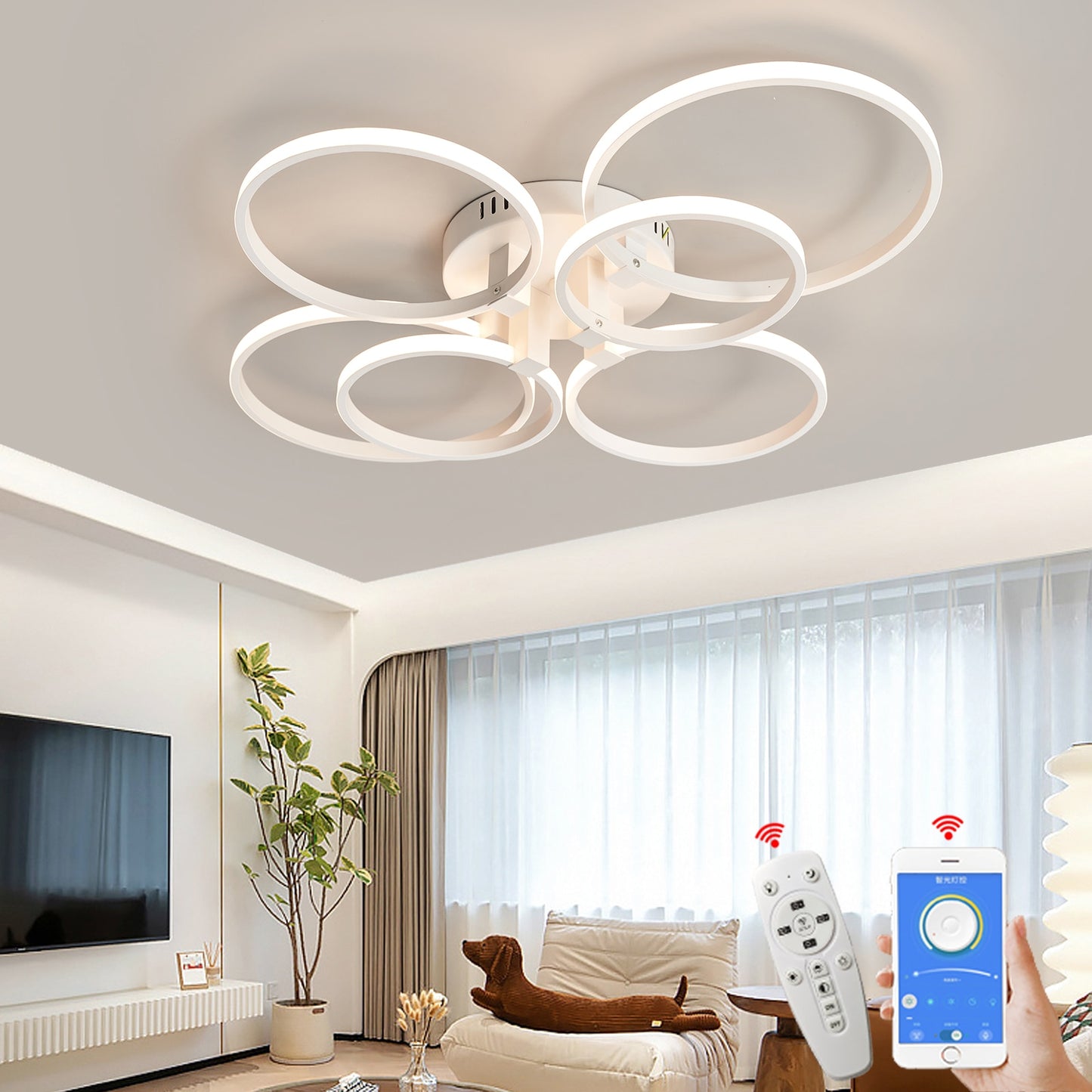 Smart Home Alexa Modern LED Chandelier for living room bedroom study room 90-260V