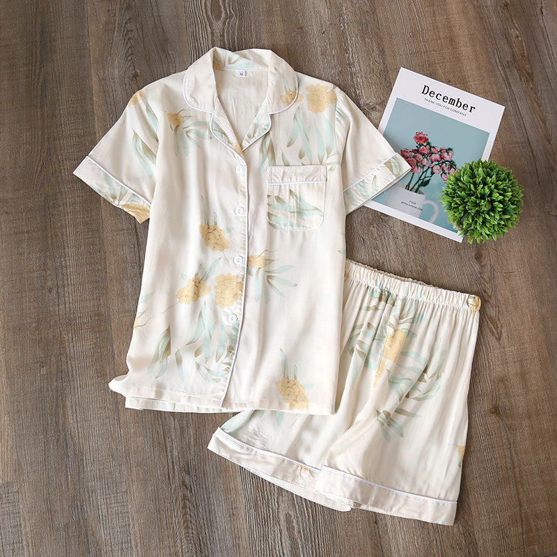 Summer new women's pajamas floral print