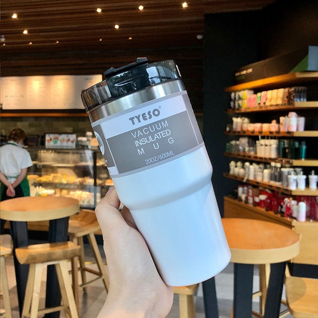 600 & 890ml Creative Fashion 304 Stainless Steel Cup Travel Coffee Mug with Lid Straw Car Water Bottle