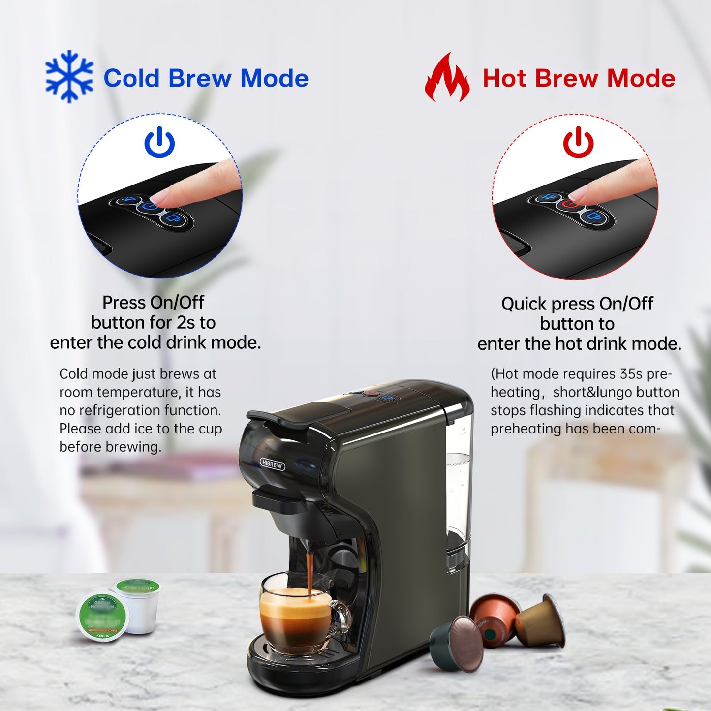 HiBREW Coffee Machine 19 Bar 4in1 Hot & Cold Multiple Capsule Espresso Cafeteria