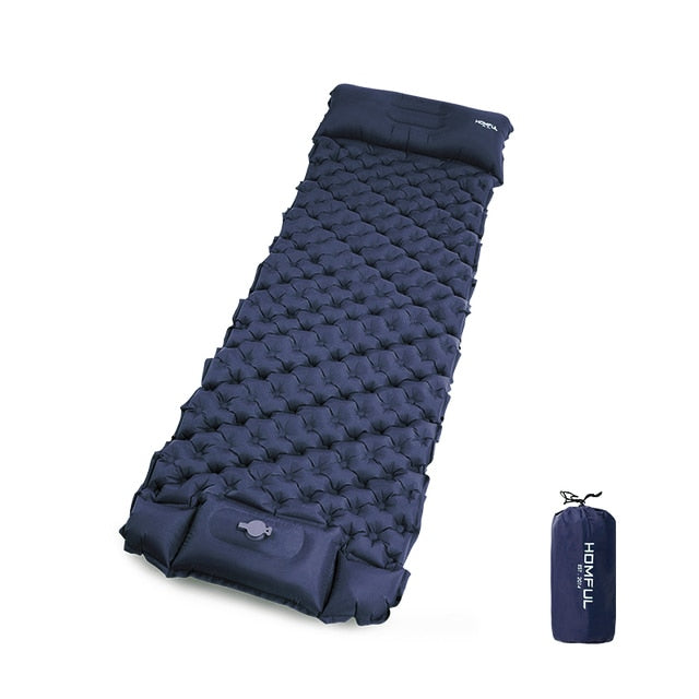 Outdoor Sleeping Pad Camping Inflatable Mattress with Pillows Travel Mat Folding Bed