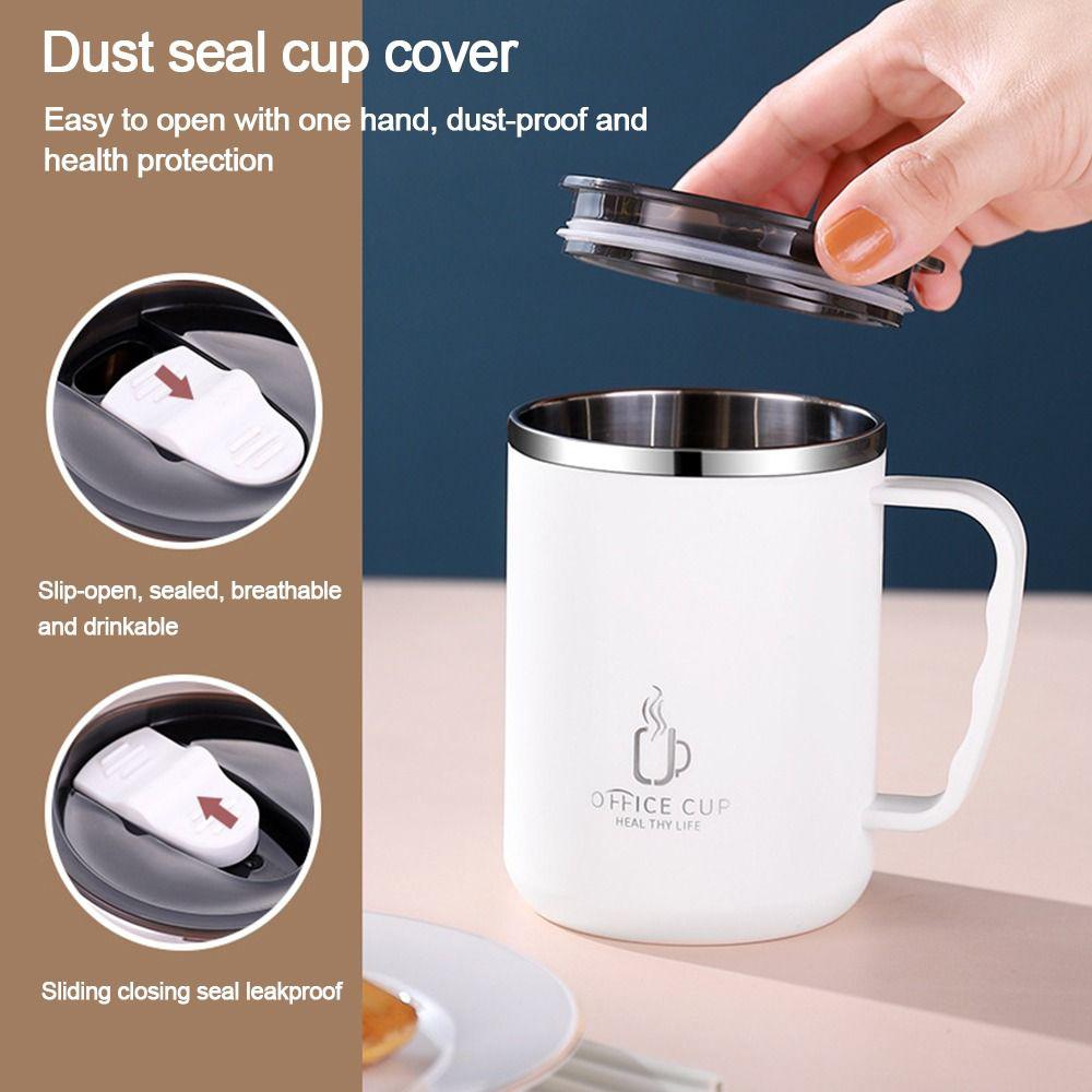 Stainless Steel Coffee Cup Mug with Lid, Heat-resistant Drinkware