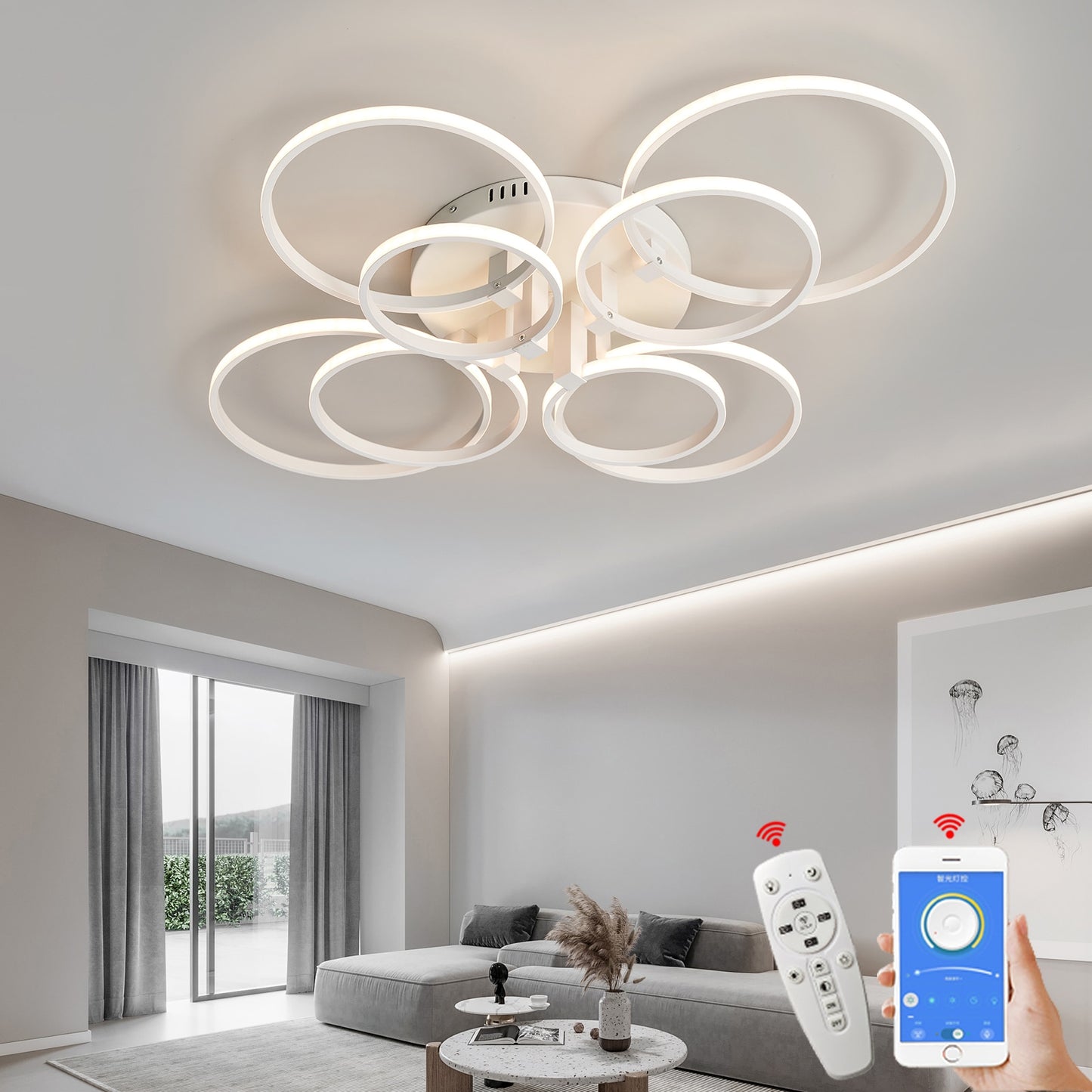 Smart Home Alexa Modern LED Chandelier for living room bedroom study room 90-260V