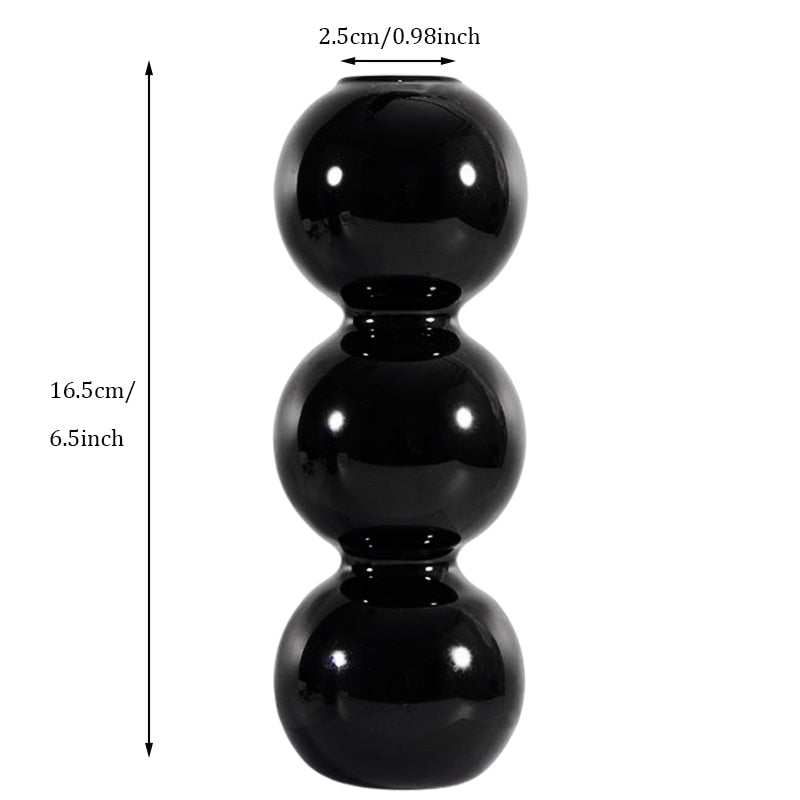 Black Glass Vases Glass Candle Holders for Home, Flower Vase Decoration, Candlestick Holder, Modern Living Room Decor