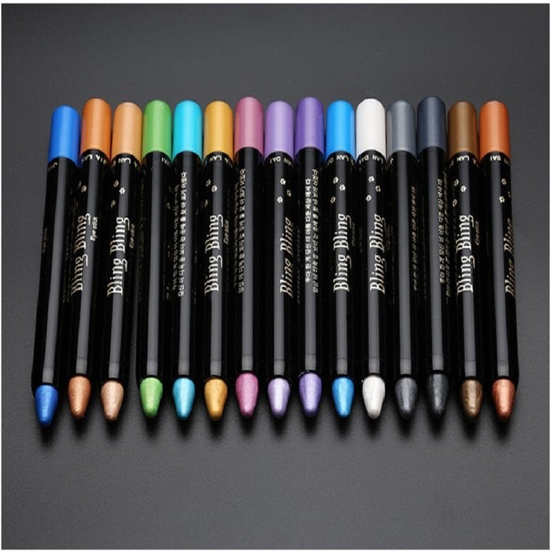 15 Colors Pearlescent Eyeshadow Pencil Waterproof Long Lasting Glitter Shimmer Eye Shadow Pen Eyeliner Stick Eyes Makeup Tools