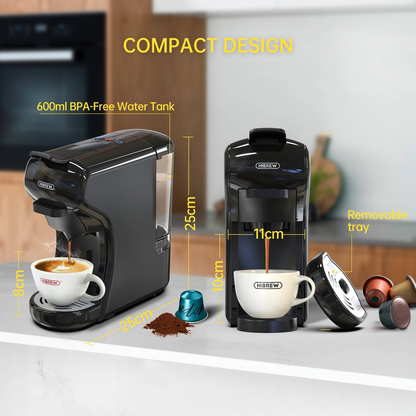 HiBREW Coffee Machine 19 Bar 4in1 Hot & Cold Multiple Capsule Espresso Cafeteria