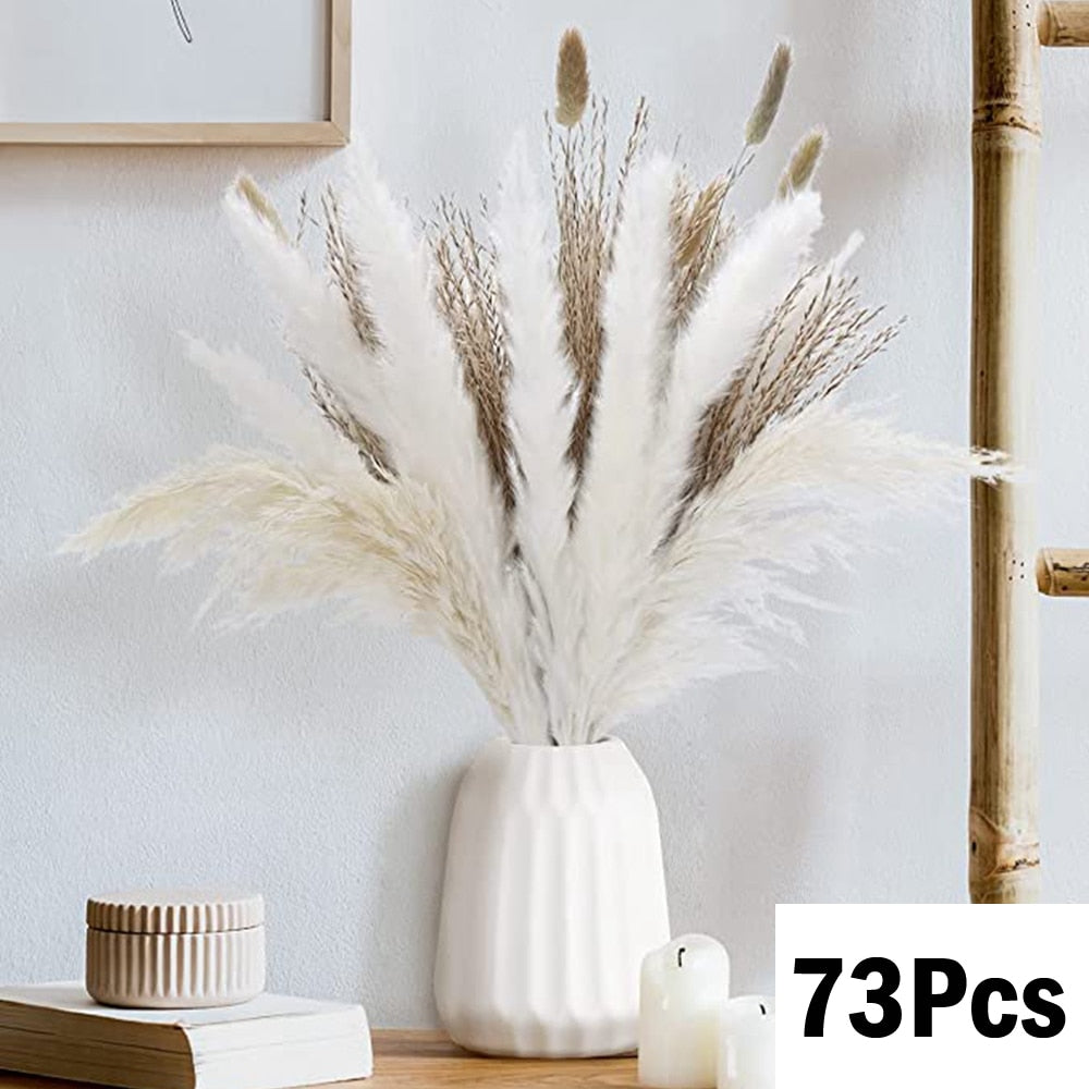 100Pcs Fluffy Pampas Dried Flowers Bouquet Home Decor Natural Bunny Rabbit Tail Grass Artifical Flower Wedding Party Decoration