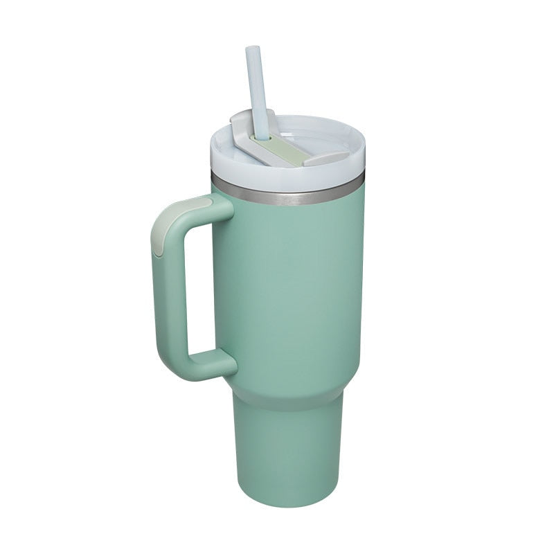 40oz Straw Coffee Insulation Cup with Handle Portable