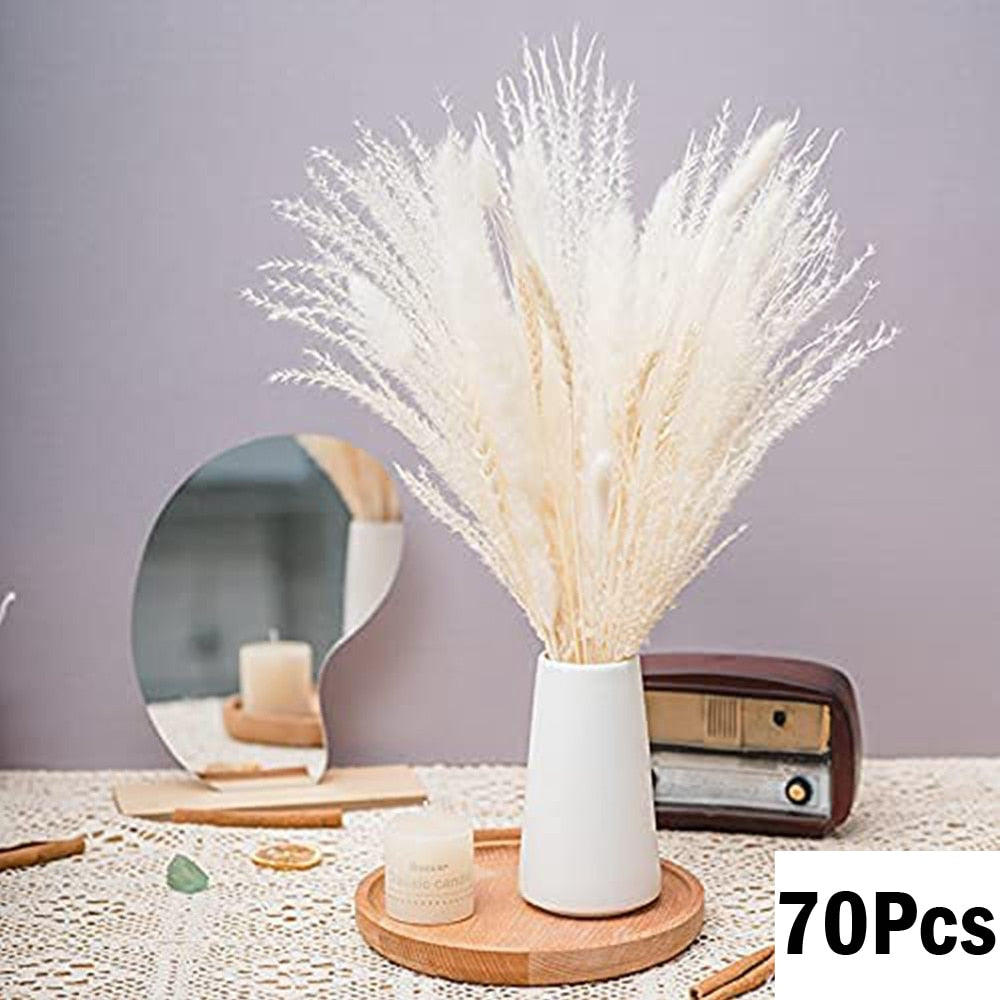 100Pcs Fluffy Pampas Dried Flowers Bouquet Home Decor Natural Bunny Rabbit Tail Grass Artifical Flower Wedding Party Decoration