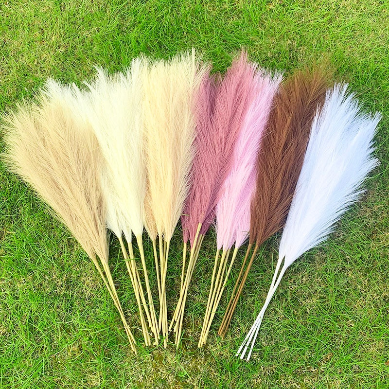 1PC Artificial Pampas Grass Branch Flowers Vase Decorations Fake Plants Wedding Arch Wall Christmas Home Decor Faux Reed Flower